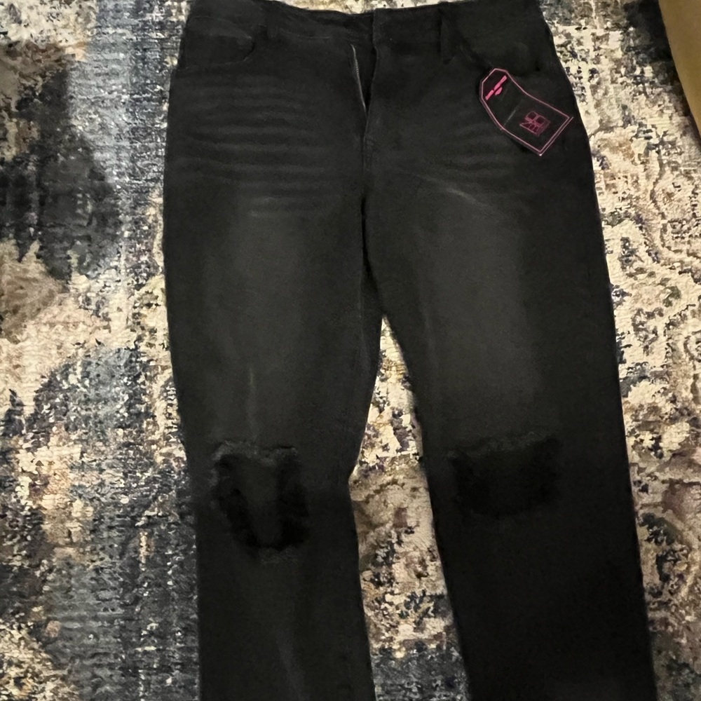 Juniors Black denim mom jeans